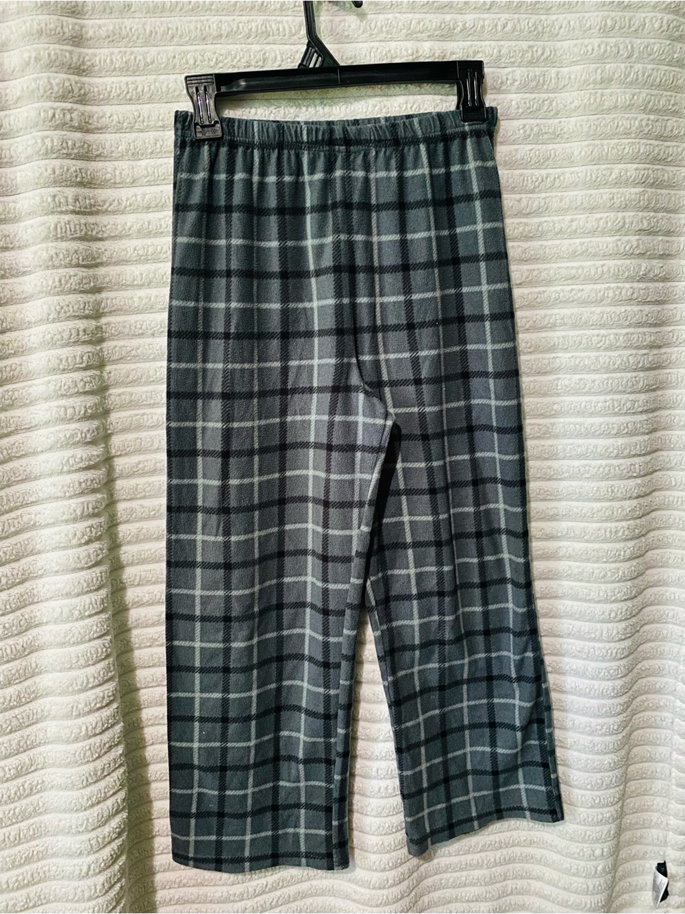 Cuddl Duds Kids Pajama Bottoms - Black and Gray Plaid